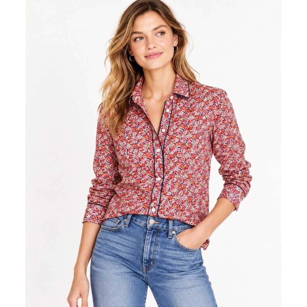 NWT J.Crew x Liberty London Boy Shirt Betsy Ann Floral Print Button Front Sz 4